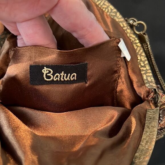 Batua brown multi colored beaded boho festival kiss lock vintage style bag EUC - Picture 9 of 13